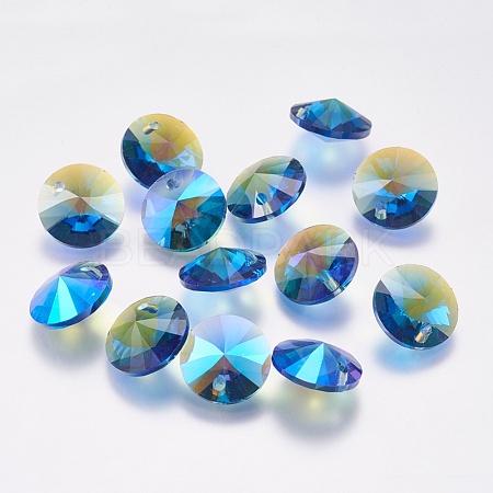 Faceted Glass Rhinestone Charms RGLA-F049-6mm-206PS-1
