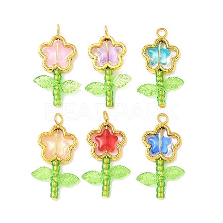 Acrylic Flower-shaped Pendants PALLOY-JF03867-01-1