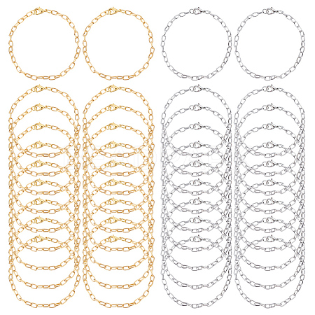 40Pcs 2 Colors Iron Cable Chain Bracelets IFIN-ME0001-12-1