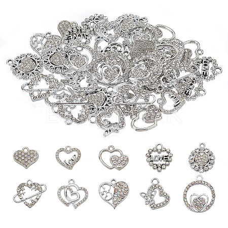 ARRICRAFT 40Pcs 10 Styles Alloy Rhinestone Pendants ALRI-AR0001-09-1