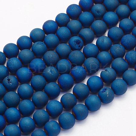 Electroplate Natural Druzy Agate Beads Strands G-G708-12mm-03-1