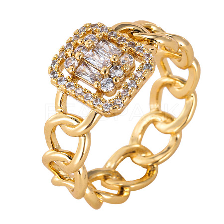 Brass Micro Pave Clear Cubic Zirconia Finger Rings FS-WGF0A01-08-1
