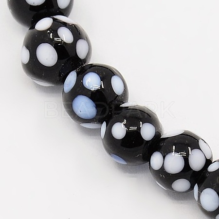 Handmade Lampwork Round Beads Strands X-LAMP-L007-8mm-03-1