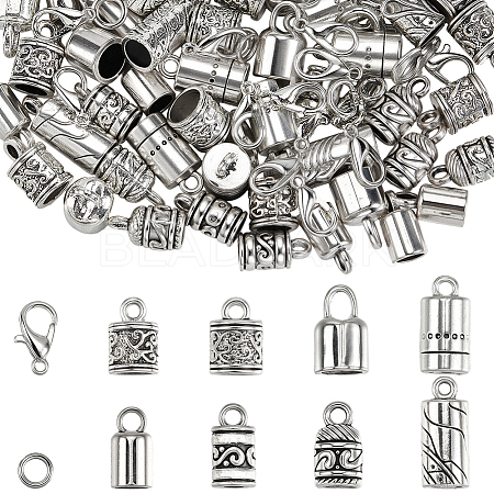 80Pcs 8 Styles Tibetan Style Alloy Cord End FIND-SC0020-98C-1