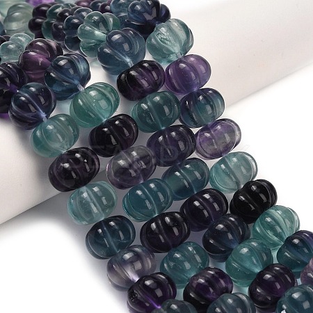 Natural Fluorite Carved Beads Strands G-L634-O02-02-1