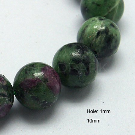 Natural Ruby in Zoisite Beads Strands G-G212-10mm-14-1