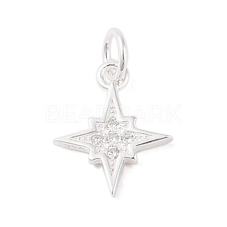 925 Sterling Silver Pave Clear Cubic Zirconia Star Charms STER-K181-01A-S-1