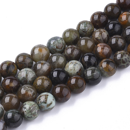 Natural Serpentine Beads Strands G-S333-6mm-015-1