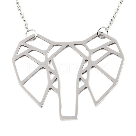 Non-Tarnish 201 Stainless Steel Origami Pendant Necklaces NJEW-T009-JN090-1-40-1
