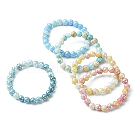 Electroplated Glass Bead Stretch Bracelets for Women BJEW-JB09483-1