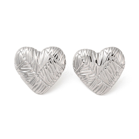 Non-Tarnish Heart 304 Stainless Steel Stud Earrings for Women EJEW-L272-033P-01-1