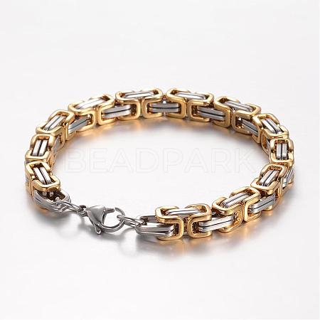 201 Stainless Steel Byzantine Chain Bracelets BJEW-K134-01C1-mm-1