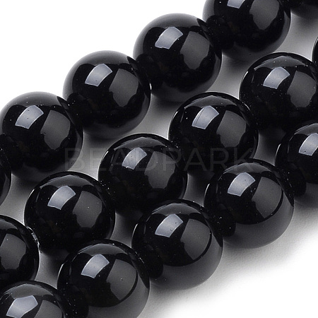 Natural Black Onyx Beads Strands G-S259-19-8mm-1