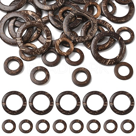 35Pcs Wood Jewelry Findings Coconut Linking Rings COCO-YW0001-01-1