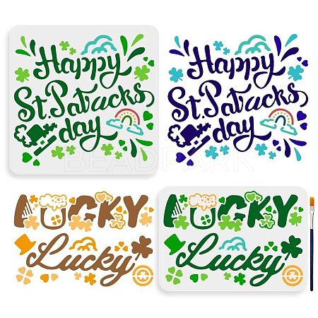 MAYJOYDIY US 1 Set Saint Patrick's Day PET Hollow Out Drawing Painting Stencils DIY-MA0002-99-1