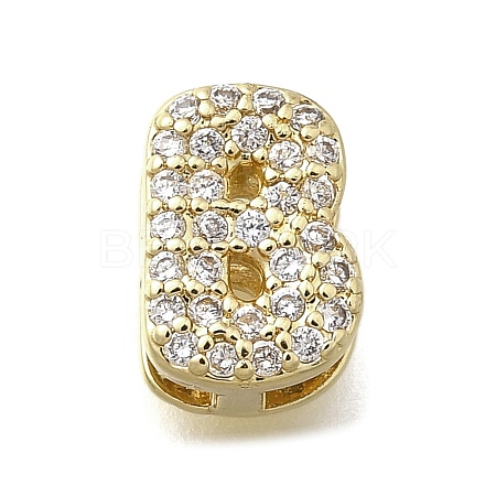 Brass Micro Pave Cubic Zirconia Letter Multi-Strand Links KK-D295-32G-02-1