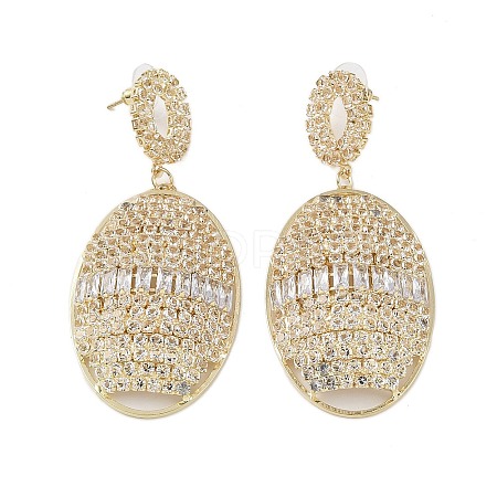 Brass Micro Pave Cubic Zirconia Stud Earrings EJEW-B046-18G-1