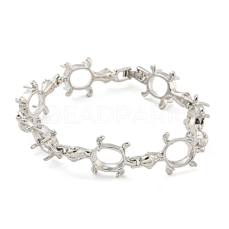 Rack Plating Brass Turtle Link Chain Bracelet Making with Tray BJEW-A010-01P-1