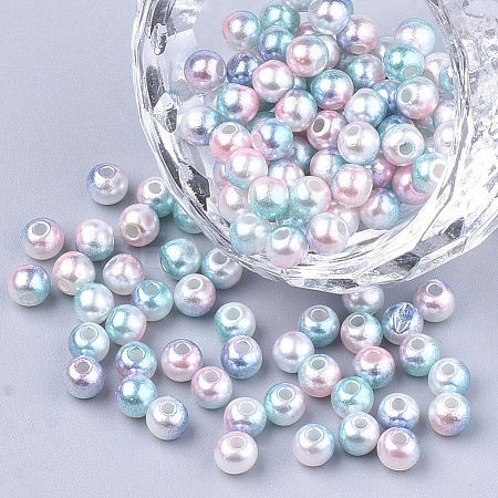 Rainbow ABS Plastic Imitation Pearl Beads OACR-Q174-10mm-05-1