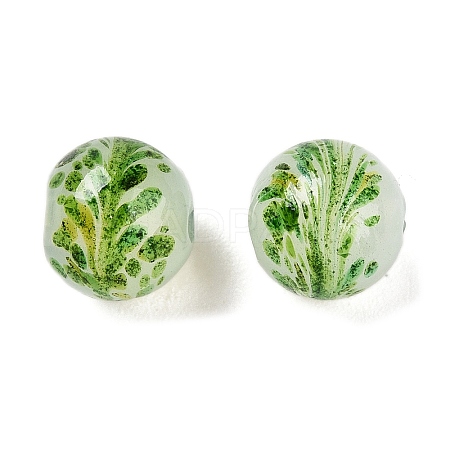 Handmade Green Sand Lampwork Beads LAMP-T023-04A-01-1