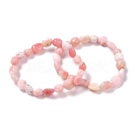 Natural Pink Opal Beaded Stretch Bracelets BJEW-F414-02B-13-1