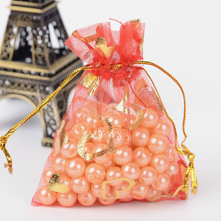 Heart Printed Organza Bags OP-R022-7x9-07-1