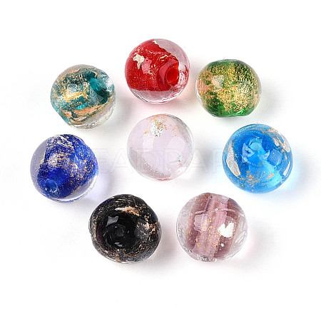 Handmade Gold & Silver Foil Glass Beads FOIL-N030-03A-01-1
