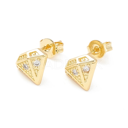 Clear Cubic Zirconia Diamond Stud Earrings EJEW-P196-18G-1