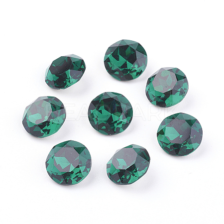 Pointed Back & Back Plated Glass Rhinestone Cabochons X-RGLA-J012-8mm-205-1