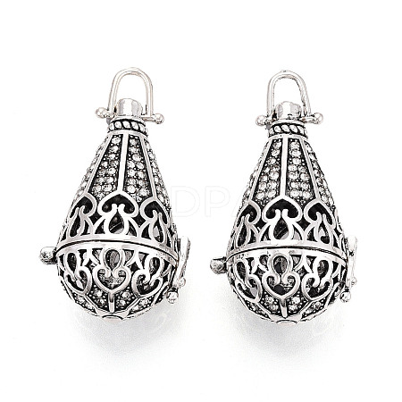 Rack Plating Brass Cage Pendants KK-S751-067AS-1