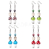 4 Pairs Dyed Synthetic Turquoise and Handmade Lampwork Beads Earrings EJEW-TA00417-1
