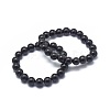 Synthetic Black Stone Bead Stretch Bracelets X-BJEW-K212-A-032-1