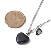2Pcs 2 Style Natural Black Stone & Opalite Heart Pendant Necklaces Set NJEW-JN04437-3