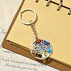 Alloy with Natural & Synthetic Mixed Gemstone Chip Pendant Keychain KEYC-JKC00640-01-2