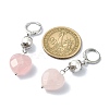 Natural Rose Quartz Heart with Shell Pearl Dangle Leverback Earrings EJEW-TA00331-3