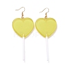 Transparent Heart-shape Lollipop Dangle Earrings for Women EJEW-Z015-05A-1