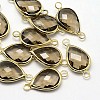 Golden Tone Brass Glass Teardrop Links connectors GLAA-J010A-HF16-G-1