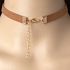 Black Velvet Choker Brass & Iron Rectangle Pendant Necklaces for Women FS-WGDB652-02-3