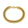 PVD Vacuum Plating 201 Stainless Steel Curb Chain Bracelet with 304 Stainless Steel Clasps for Men Women BJEW-M235-02B-G-1