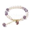 4Pcs 4 Style Grape & Apple & Peach & Starfish Alloy Enamel Charm Bracelets Set BJEW-TA00287-4