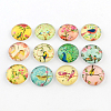 Half Round/Dome Bird Pattern Glass Flatback Cabochons for DIY Projects X-GGLA-Q037-25mm-M07-1
