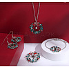 Christmas Wreath & Bell Alloy Rhinestone Pendant Necklaces & Dangle Earrings & Charm Bracelets & Brooch Sets WG06691-10-1
