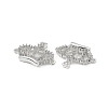 Brass Micro Pave Clear Cubic Zirconia Connetor Charms KK-E068-VB042-3