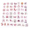 50Pcs Cartoon Vinyl Pink Ribbon Stickers STIC-Q001-08A-2