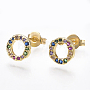 Brass Micro Pave Cubic Zirconia Ear Studs EJEW-S201-47-2