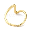 Rack Plating Wave Brass Open Cuff Ring for Women RJEW-S413-04G-3