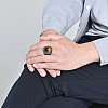 304 Stainless Steel with Natural Tiger Eye Finger Rings for Men FS-WG44E14-12-2