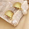 304 Stainless Steel Plastic Pearl Dangle Stud Earrings EJEW-G422-01G-03-1