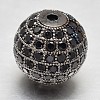 CZ Brass Micro Pave Cubic Zirconia Round Beads ZIRC-L017-14mm-06B-1