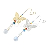 2Pcs 2 Colors 201 Stainless Steel Butterfly Shape & Rainbow Crystal Glass Hanging Suncatcher HJEW-TA00445-1